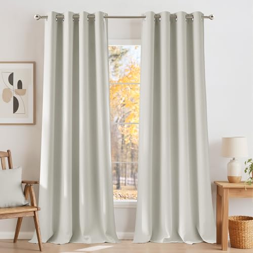 NICETOWN Faux Linen Natural Blackout Curtains