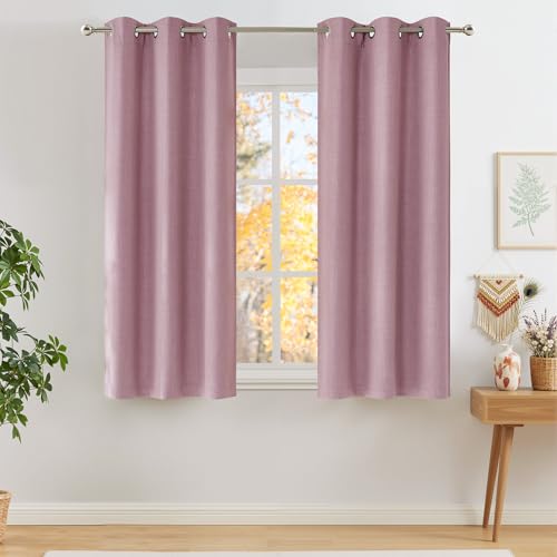 NICETOWN Short Faux Linen Pink Blackout