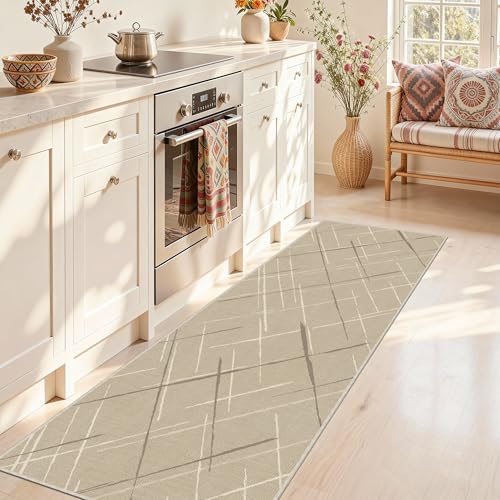 Kitchen Rugs Ultra Non-Slip 2.6x8 (Beige)