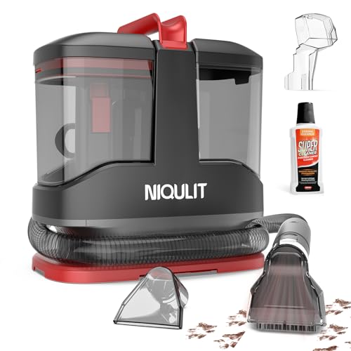 Portable Carpet & Upholstery Cleaner Machine - 15Kpa Deep Cleaning for Area Rugs, Pets, Couch & Car, Cleaning Machine with Dual Size BrushHead & Self-Cleaning System, Spot Cleaner for Stairs/Furniture